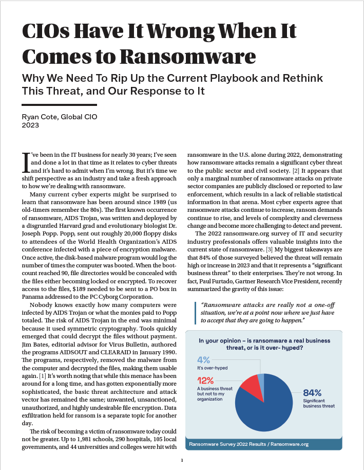 CIO's Have it Wrong When It Comes to Ransomware